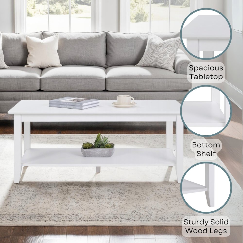 American Heritage Rectangle Coffee Table with Shelf. Picture 4