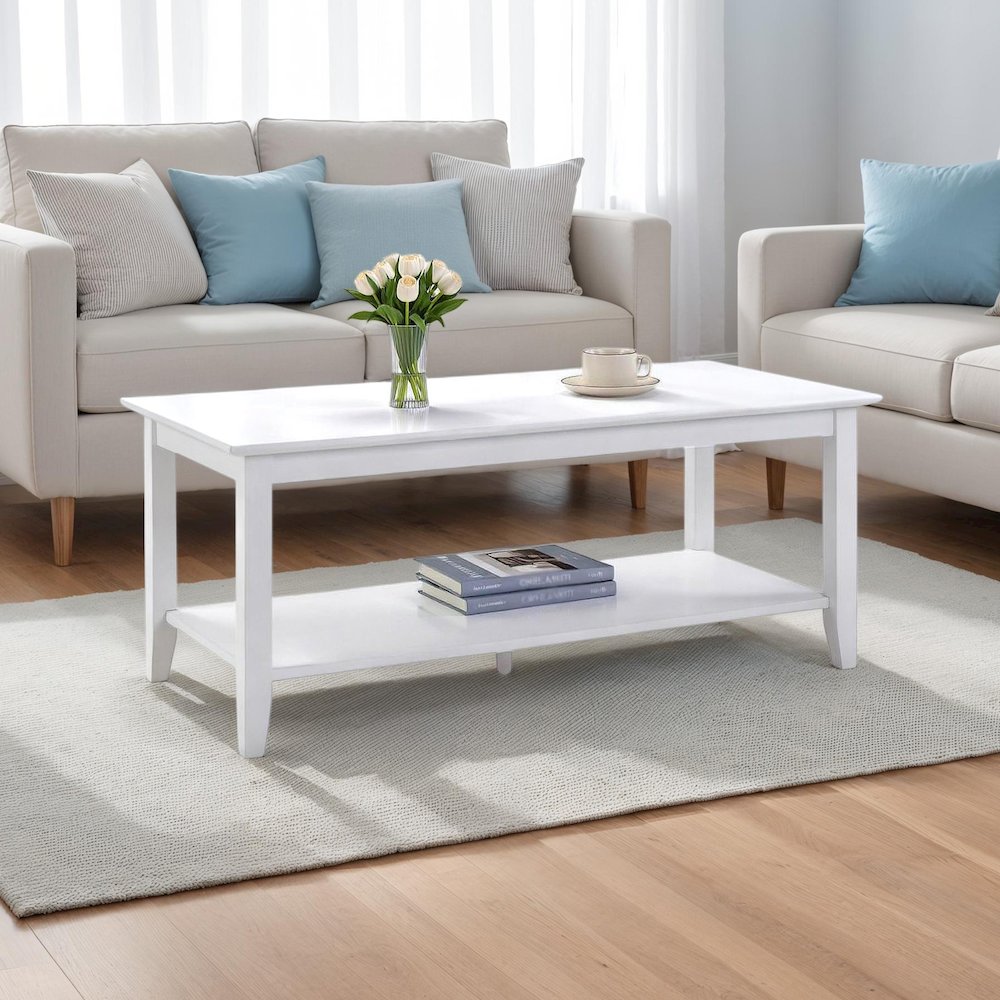 American Heritage Rectangle Coffee Table with Shelf. Picture 2
