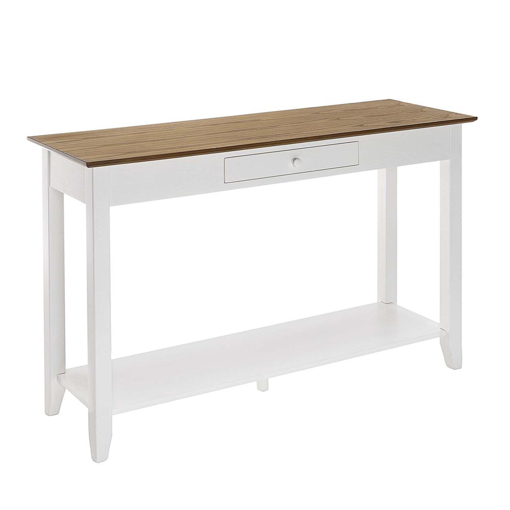 American Heritage 1 Drawer Console Table with Shelf, Driftwood/White. Picture 1