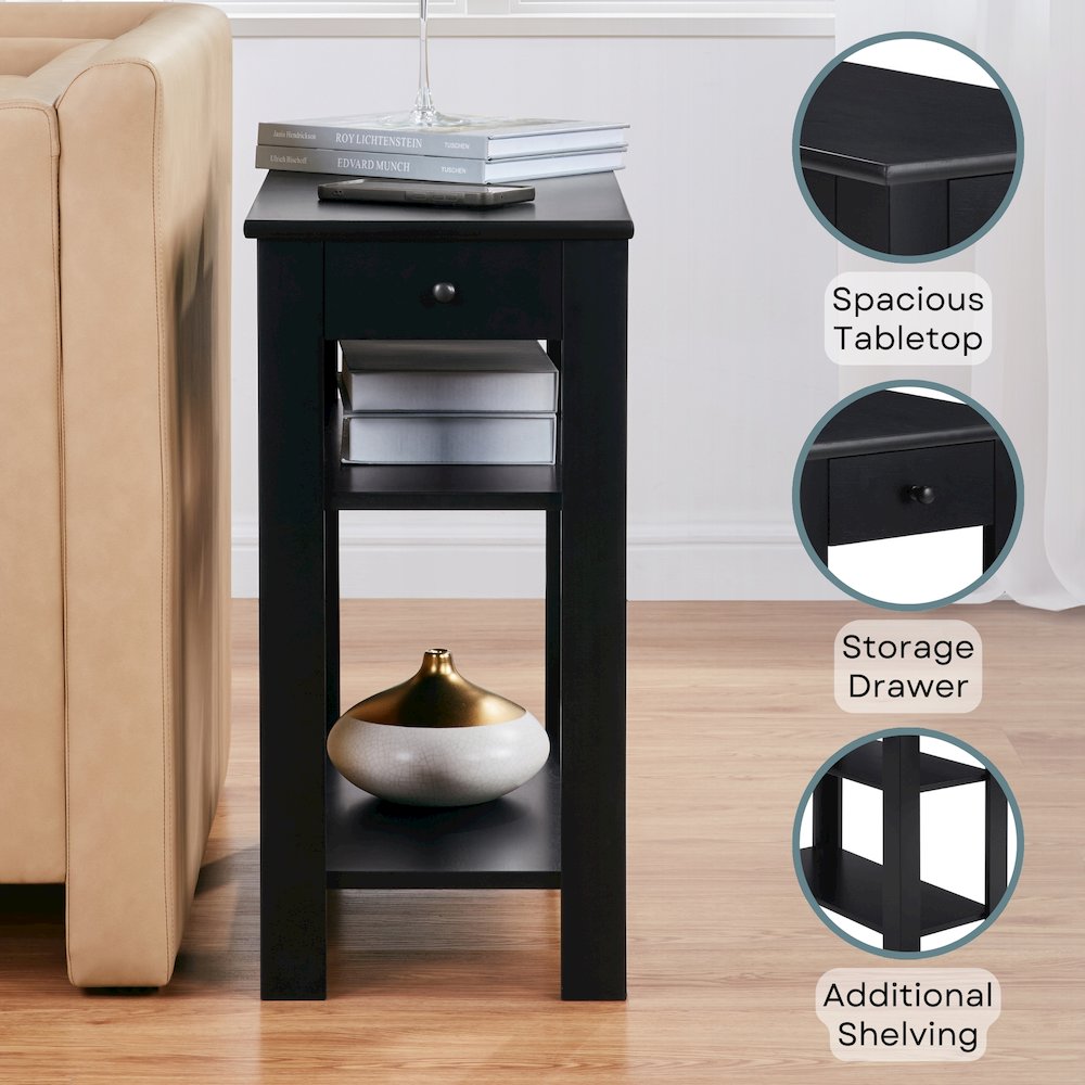 Designs2Go 1 Drawer Baja Chairside End Table with Shelves. Picture 4