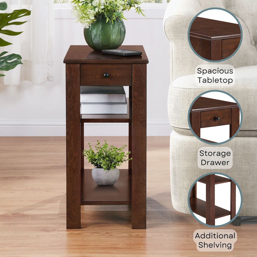Designs2Go 1 Drawer Baja Chairside End Table with Shelves. Picture 4