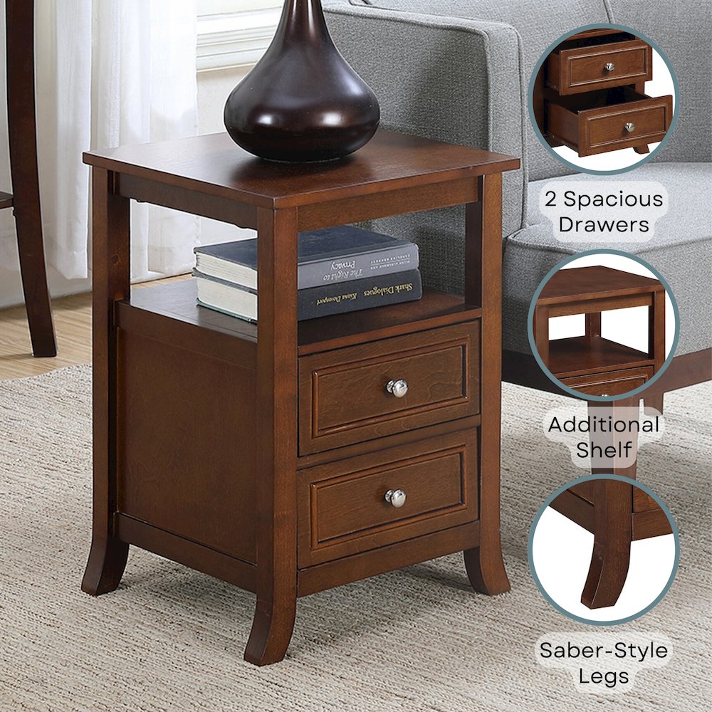 Melbourne 2 Drawer End Table with Shelf. Picture 4