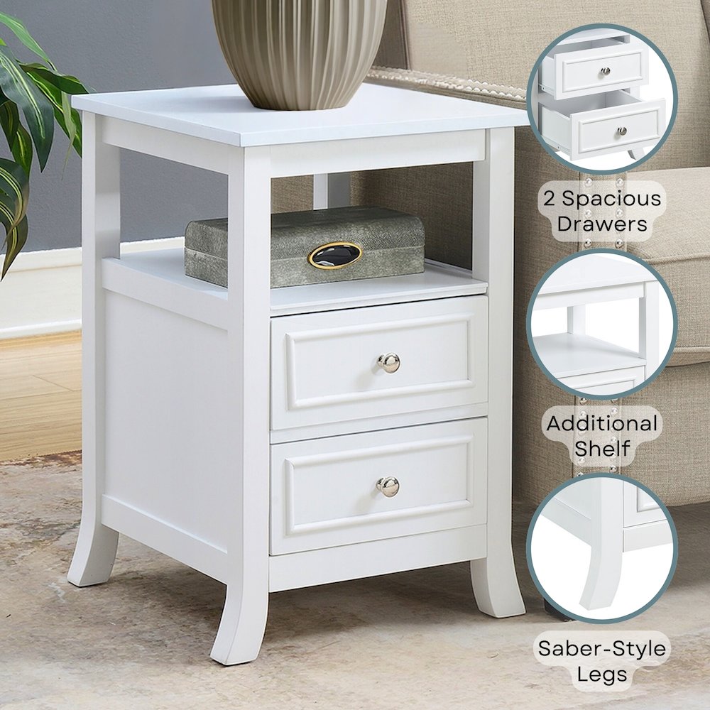 Melbourne 2 Drawer End Table with Shelf. Picture 4