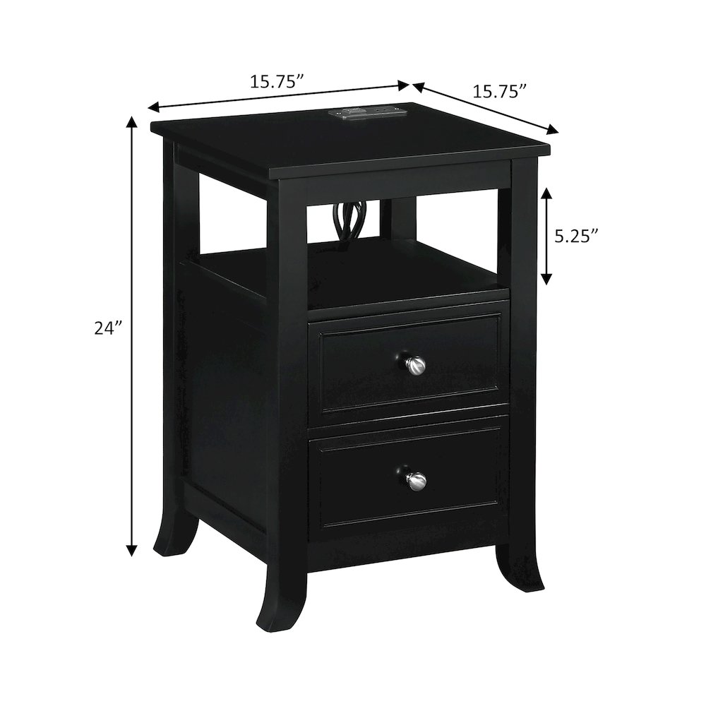 Melbourne 2 Drawer End Table with Charging Station and Shelf. Picture 8