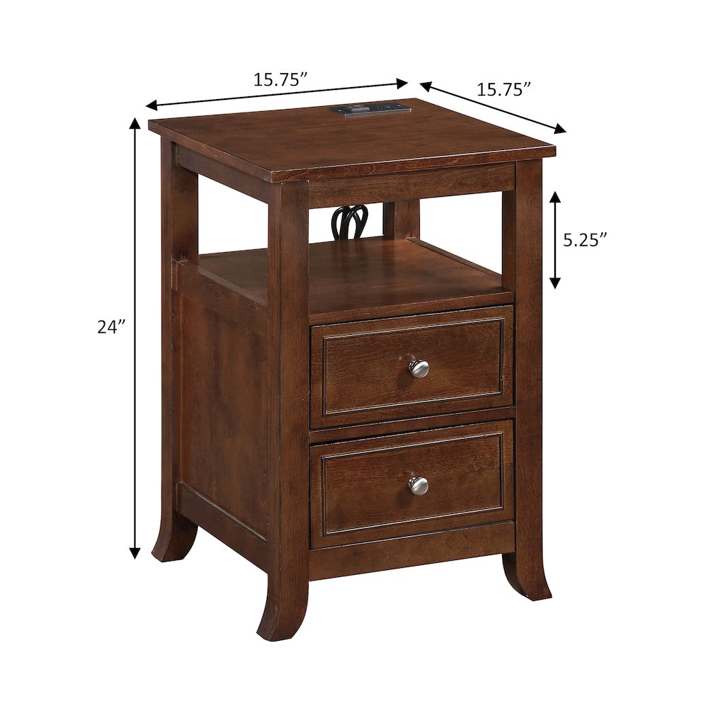 Melbourne 2 Drawer End Table with Charging Station and Shelf. Picture 8