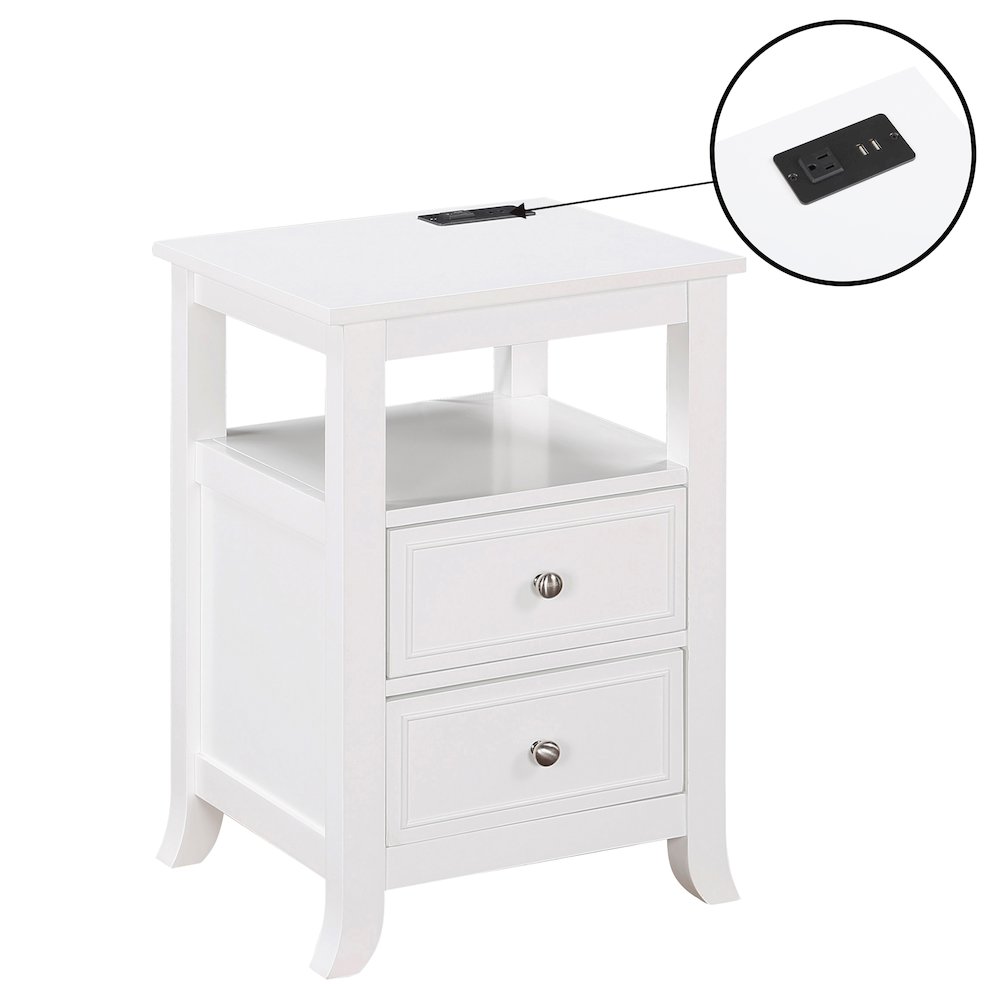 Melbourne 2 Drawer End Table with Charging Station and Shelf. Picture 1