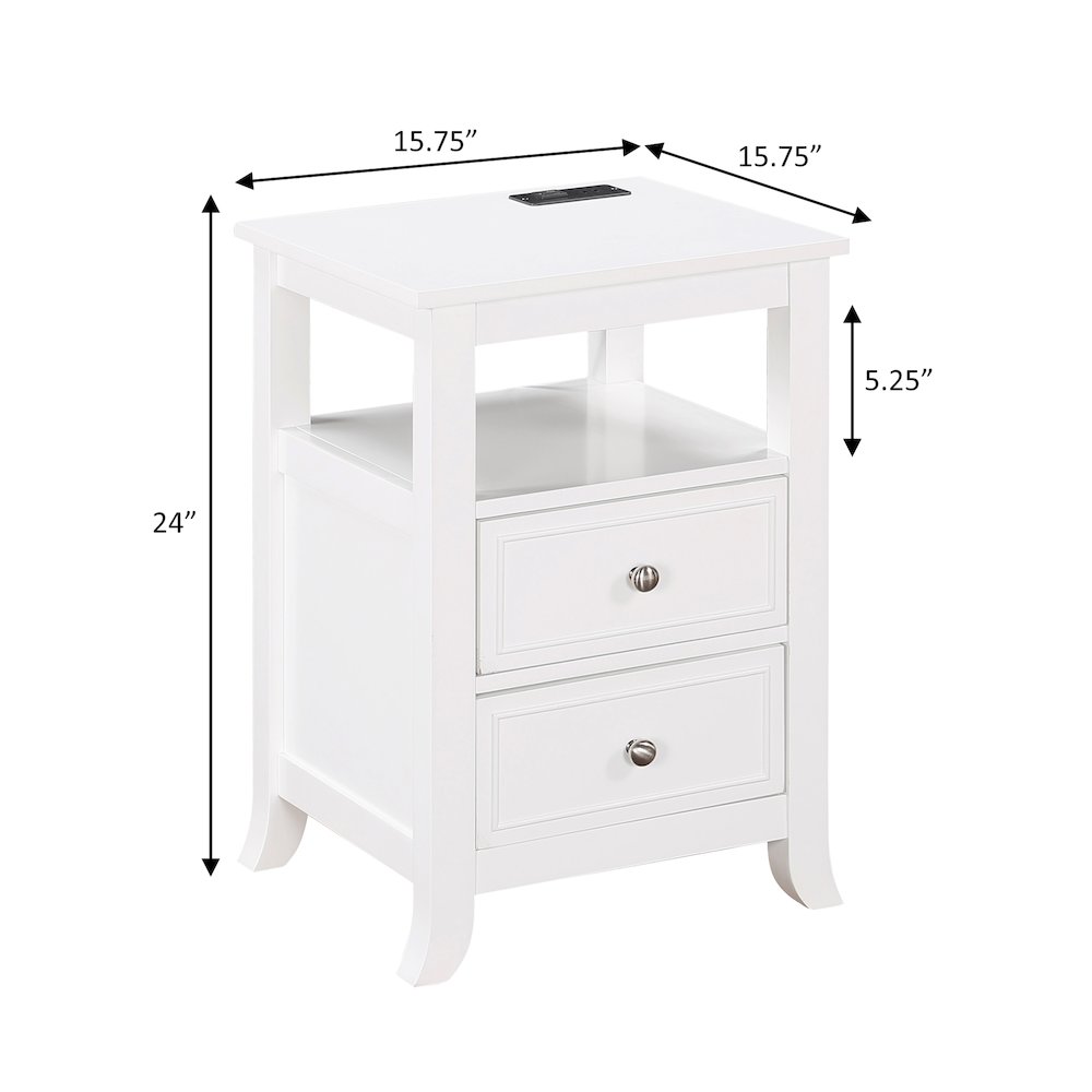 Melbourne 2 Drawer End Table with Charging Station and Shelf. Picture 8