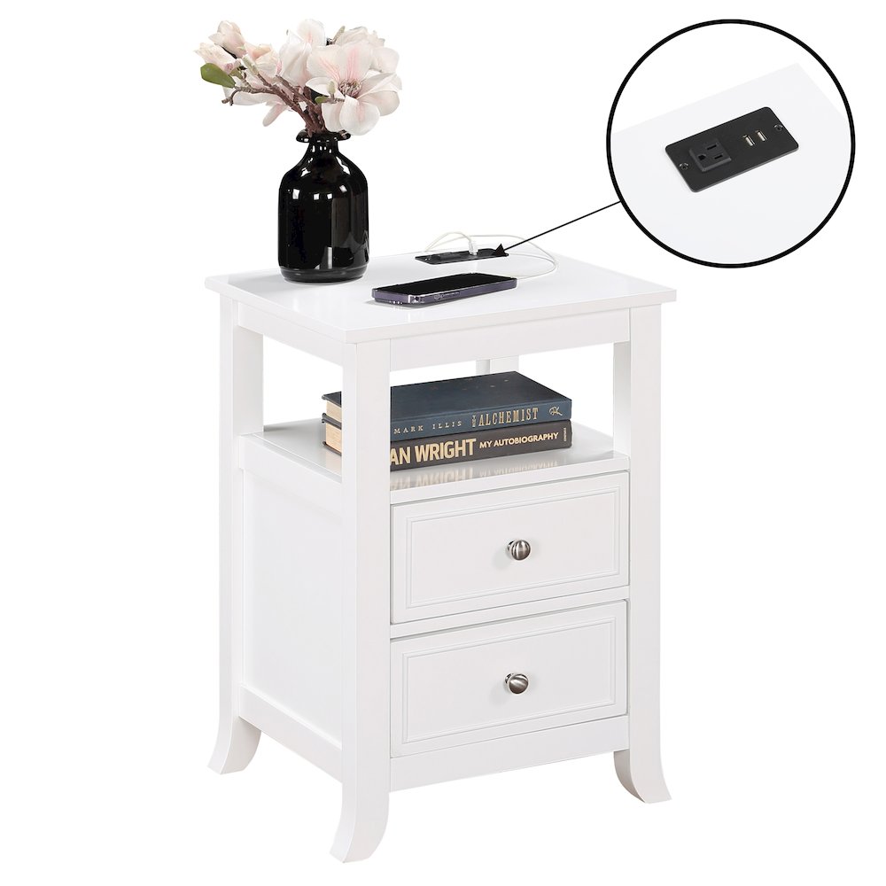 Melbourne 2 Drawer End Table with Charging Station and Shelf. Picture 3