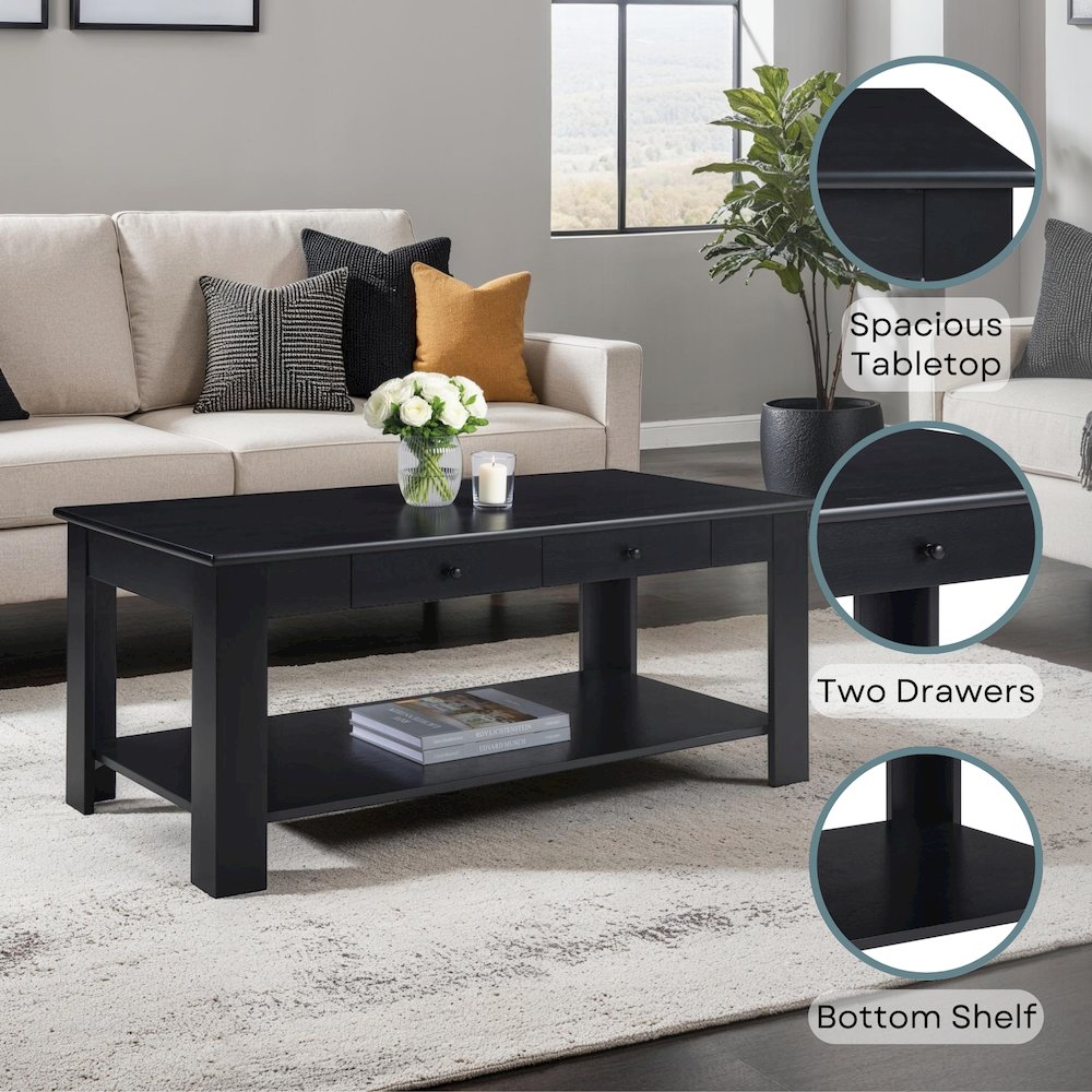 Designs2Go 2 Drawer Baja Coffee Table with Shelf. Picture 4