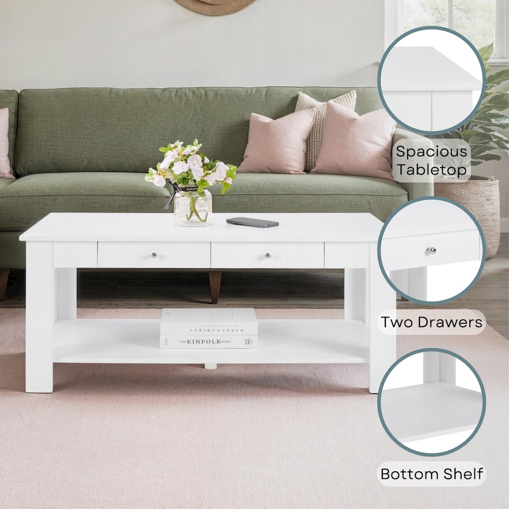 Designs2Go 2 Drawer Baja Coffee Table with Shelf. Picture 4