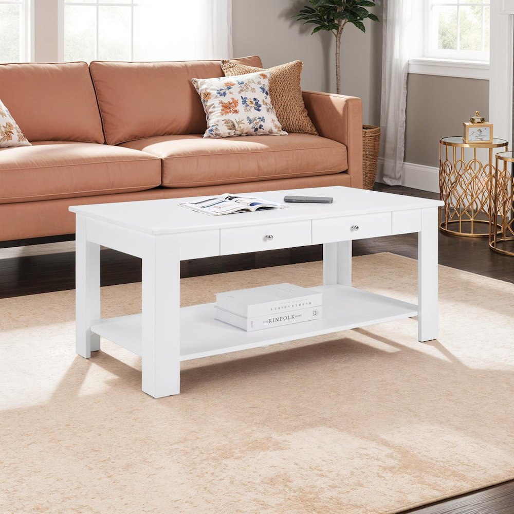 Designs2Go 2 Drawer Baja Coffee Table with Shelf. Picture 2