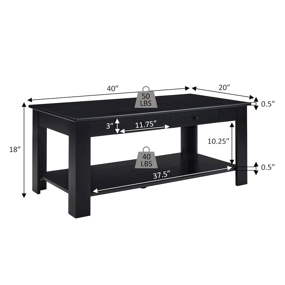 Designs2Go 2 Drawer Baja Coffee Table with Shelf. Picture 5