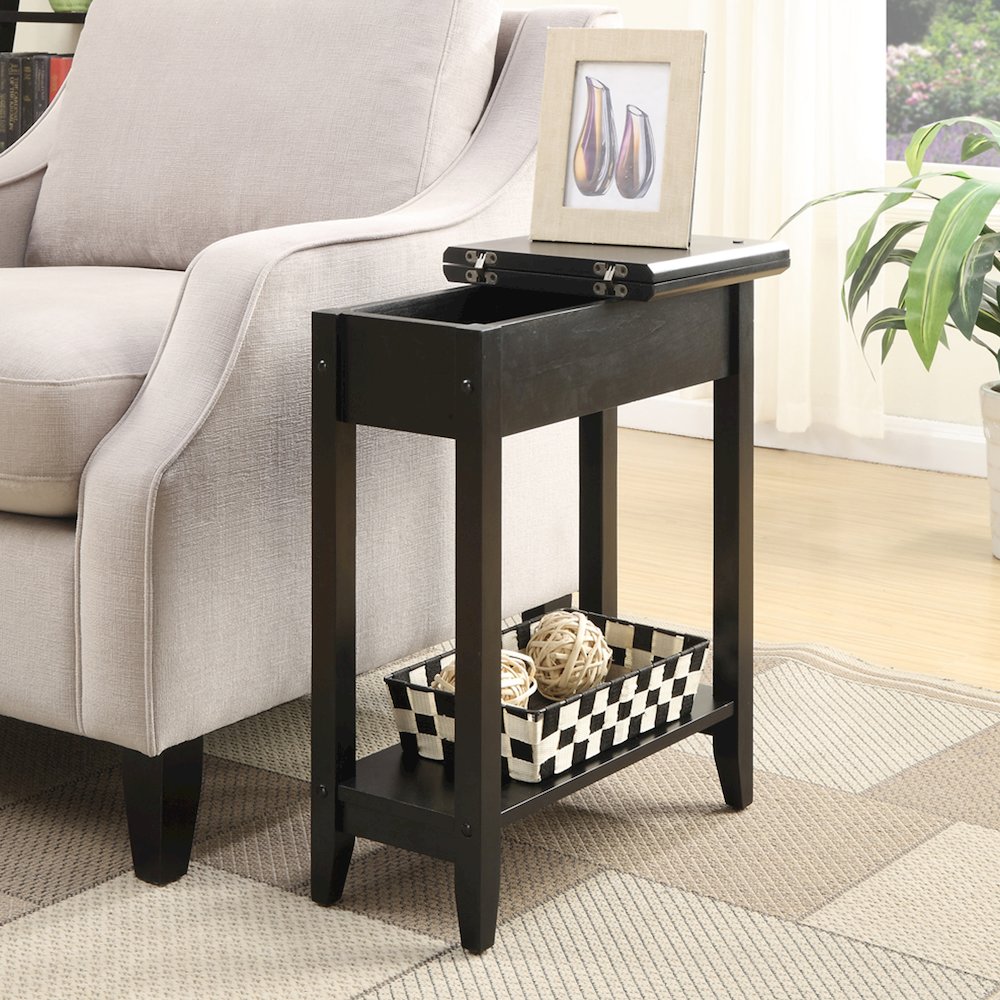 American Heritage Flip Top End Table with Shelf. Picture 4