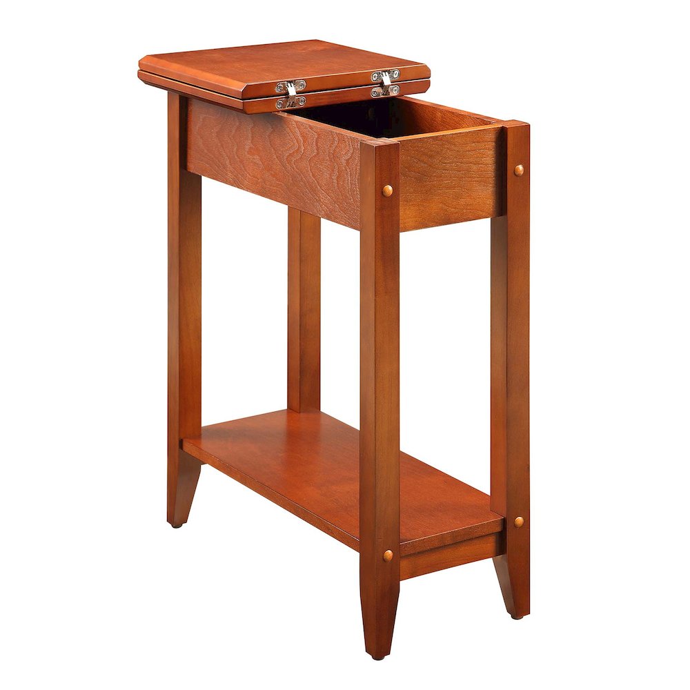 American Heritage Flip Top End Table with Shelf. Picture 1