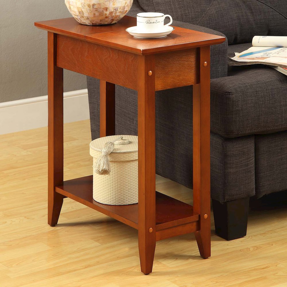 American Heritage Flip Top End Table with Shelf. Picture 2