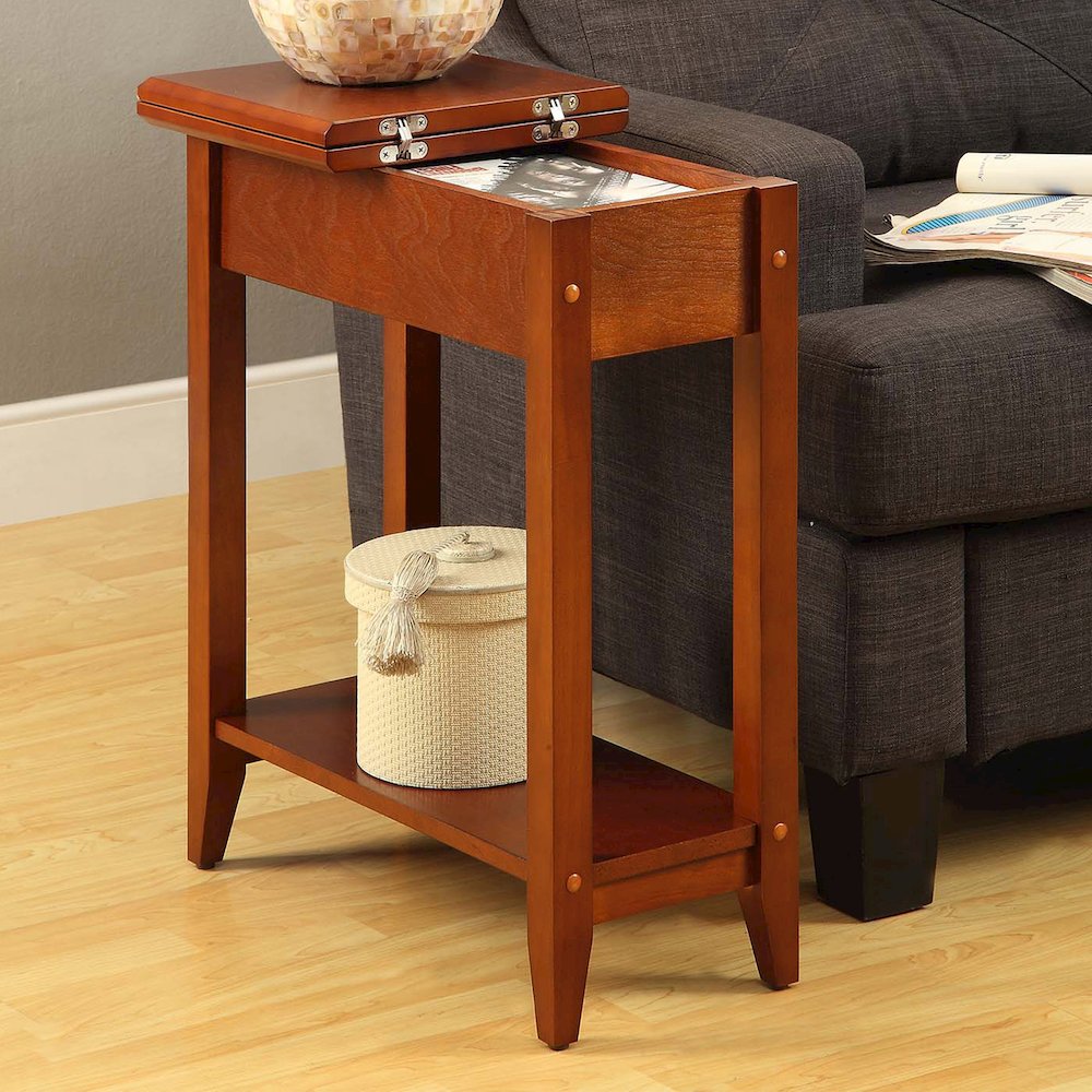American Heritage Flip Top End Table with Shelf. Picture 4