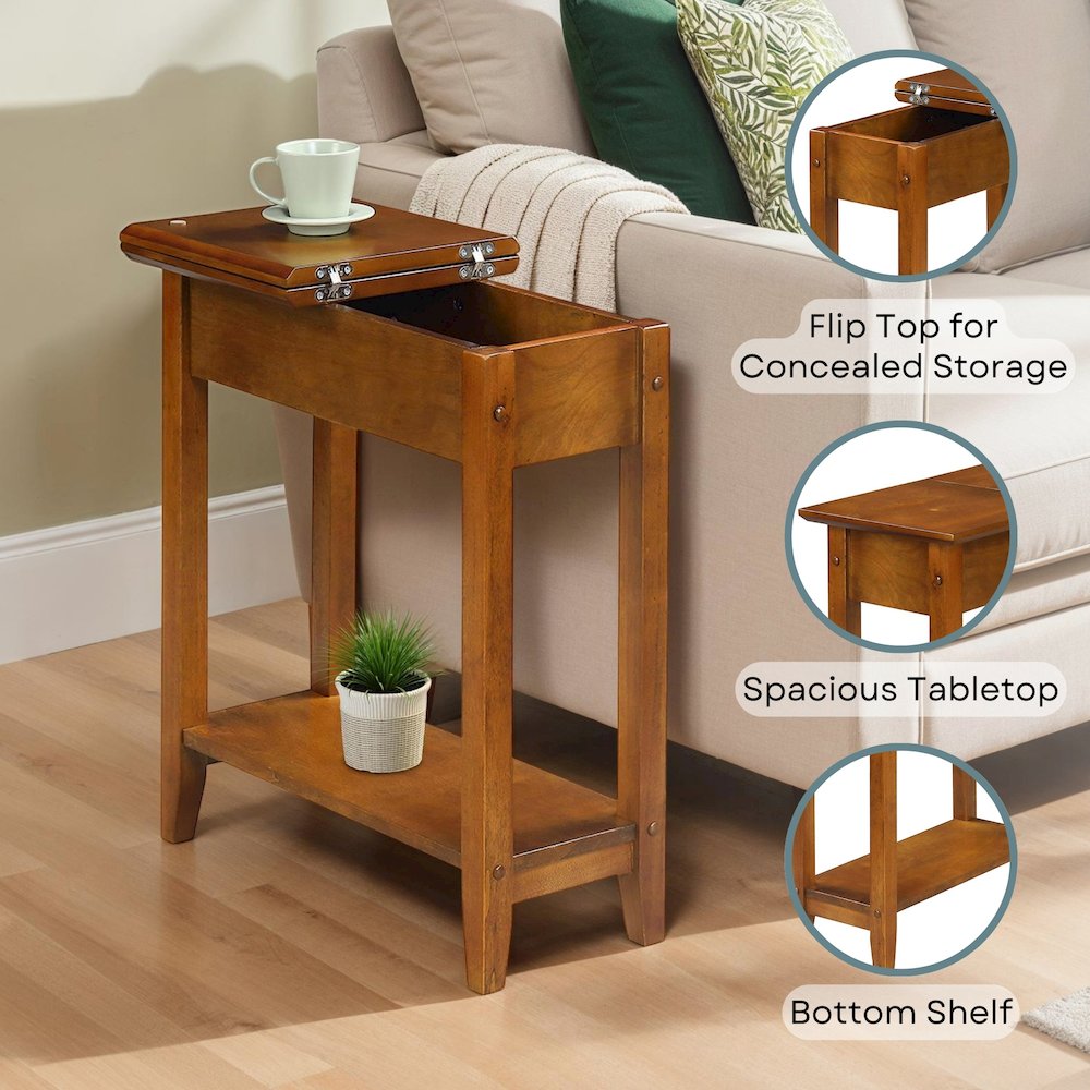 American Heritage Flip Top End Table with Shelf. Picture 4