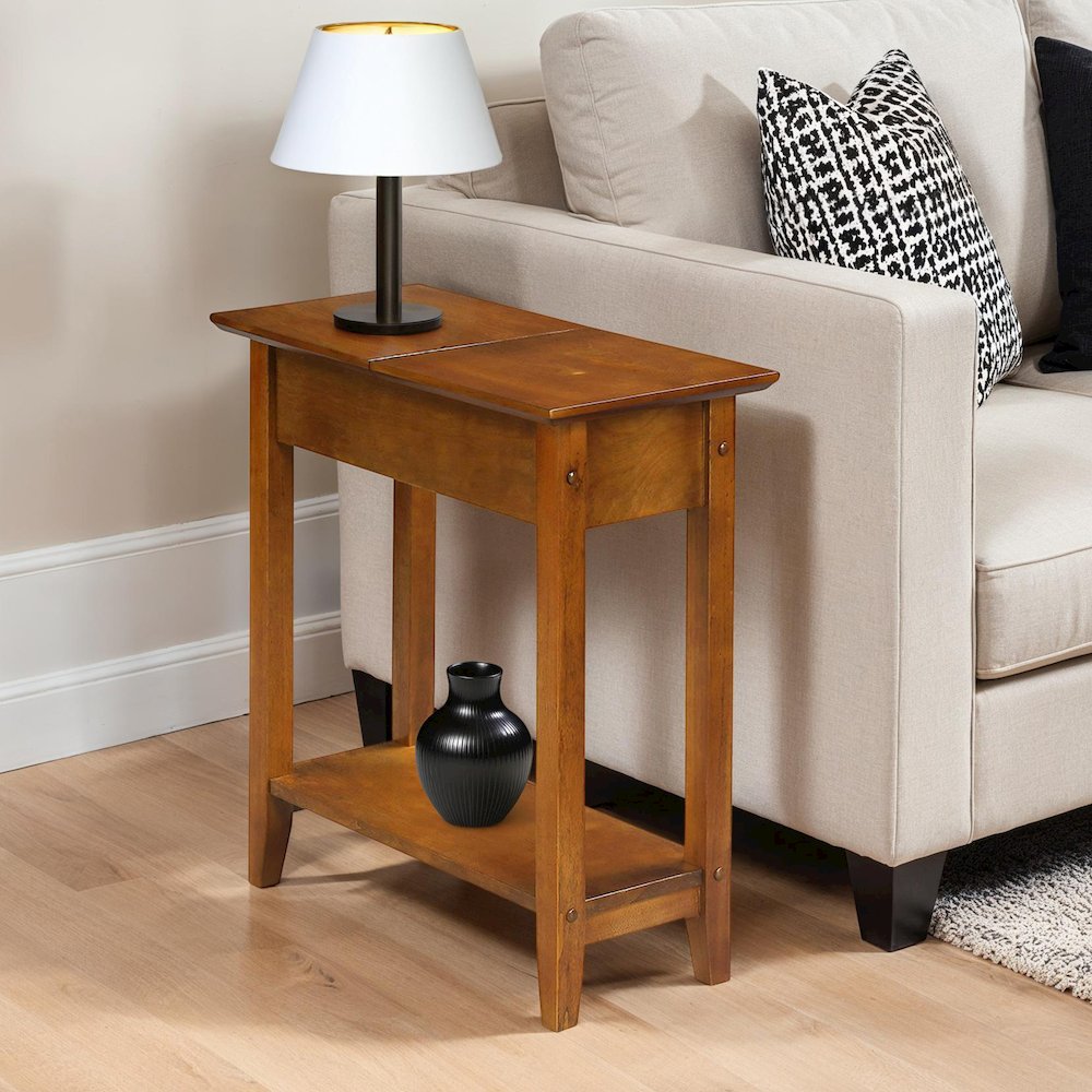 American Heritage Flip Top End Table with Shelf. Picture 2