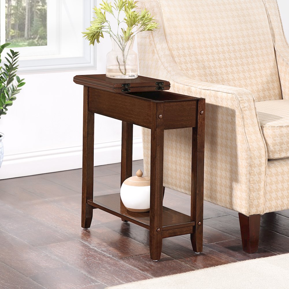 American Heritage Flip Top End Table with Shelf. Picture 4