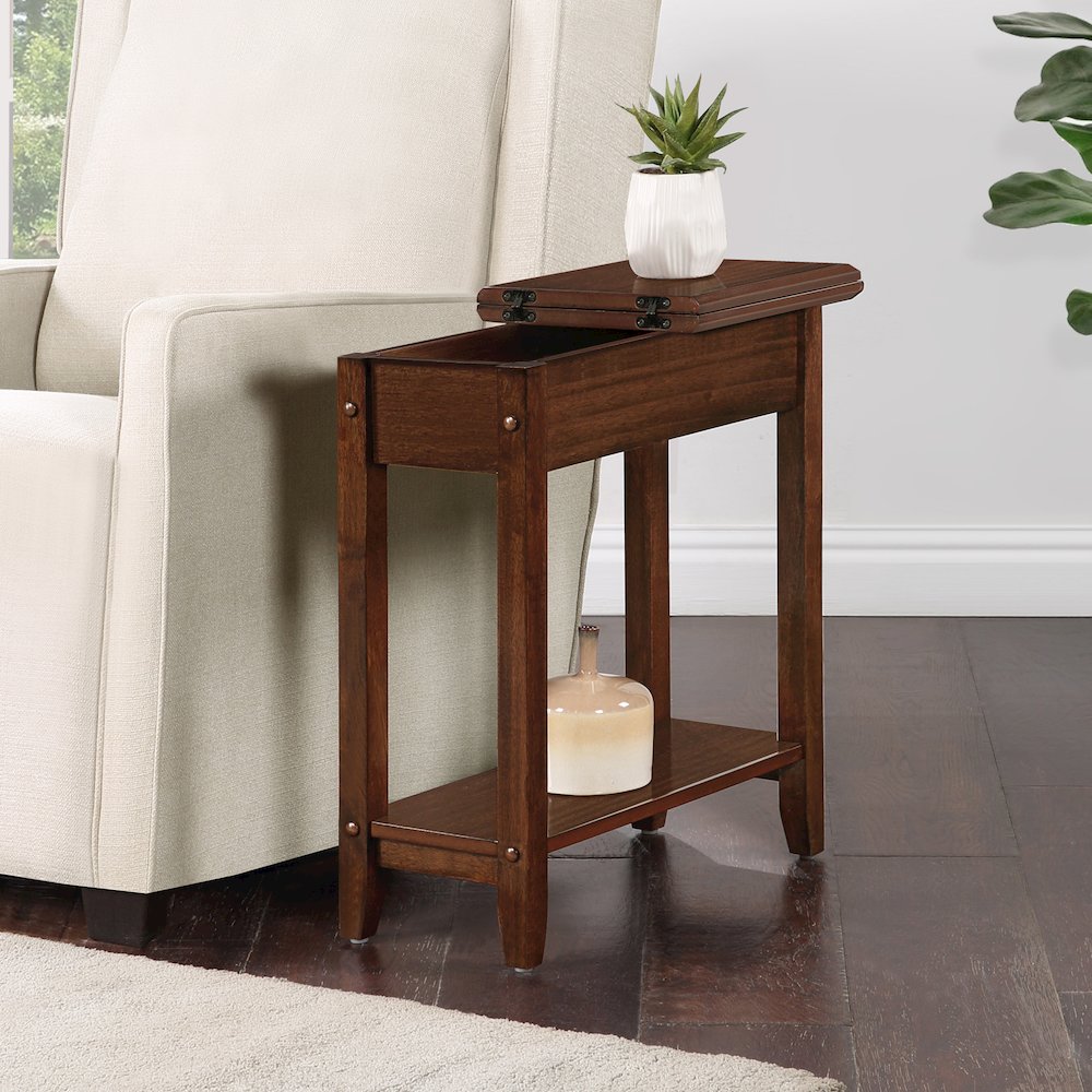 American Heritage Flip Top End Table with Shelf. Picture 5