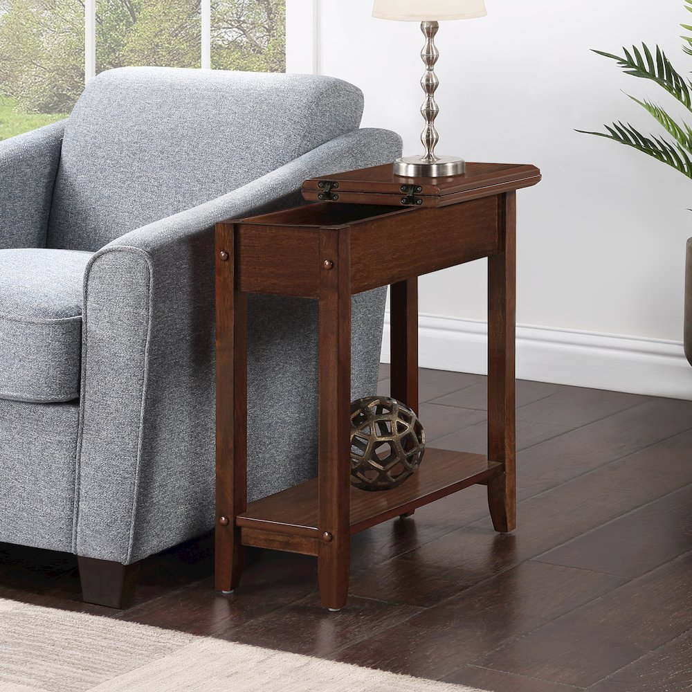 American Heritage Flip Top End Table with Shelf. Picture 6