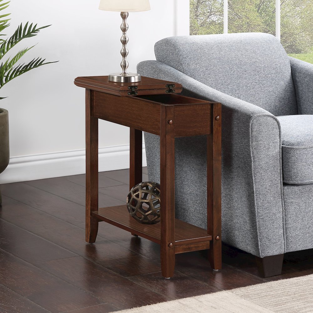 American Heritage Flip Top End Table with Shelf. Picture 7