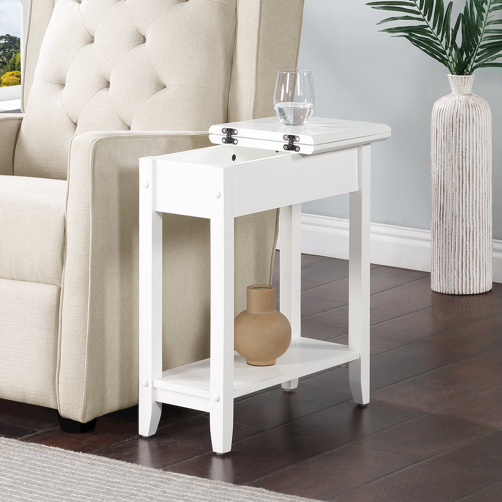 American Heritage Flip Top End Table with Shelf. Picture 4