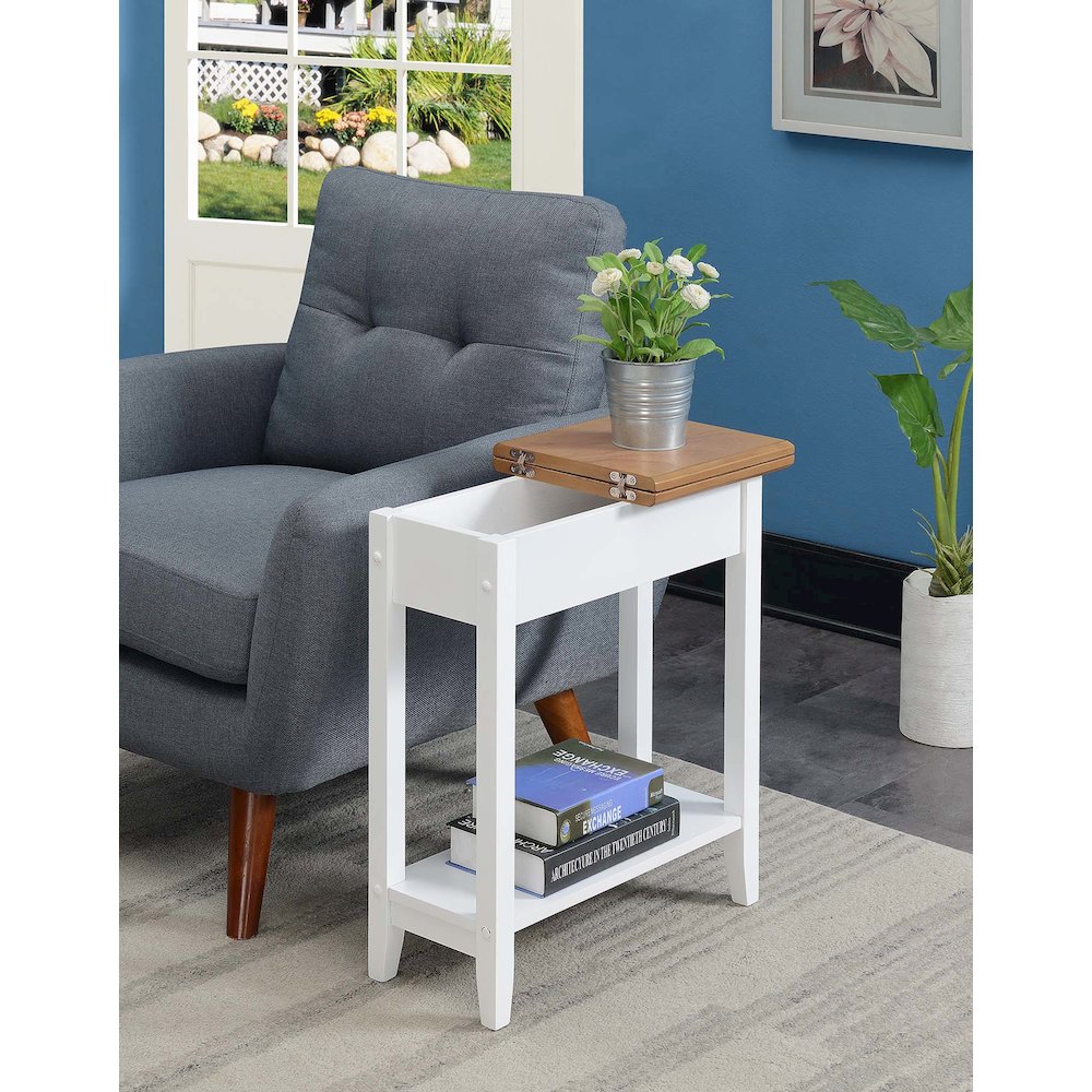 American Heritage Flip Top End Table with Shelf. Picture 2