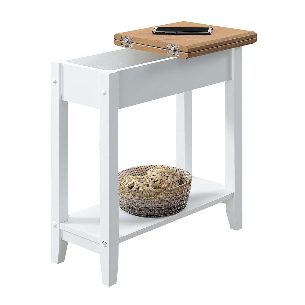American Heritage Flip Top End Table with Shelf. Picture 3