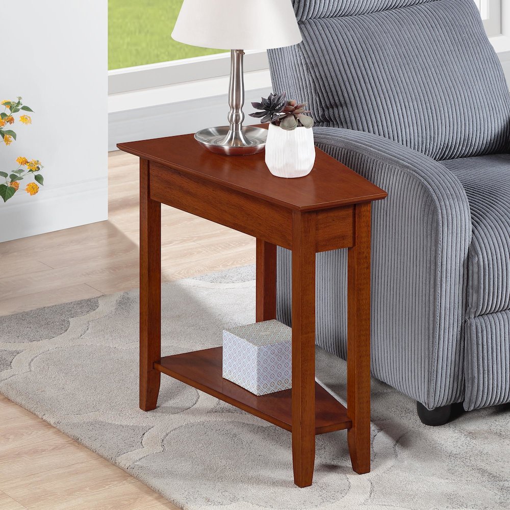 American Heritage Wedge End Table with Shelf. Picture 2