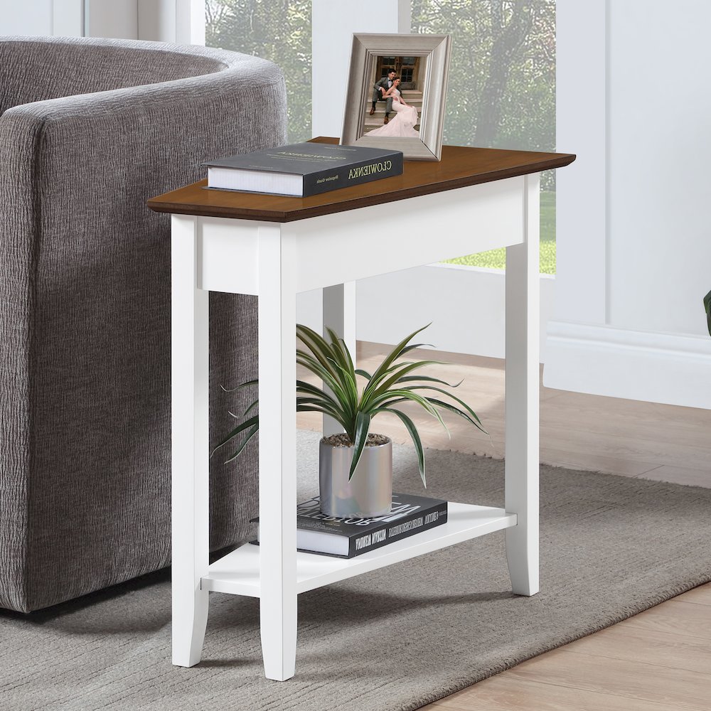 American Heritage Wedge End Table with Shelf. Picture 2