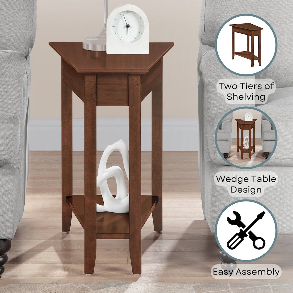 American Heritage Wedge End Table with Shelf. Picture 3