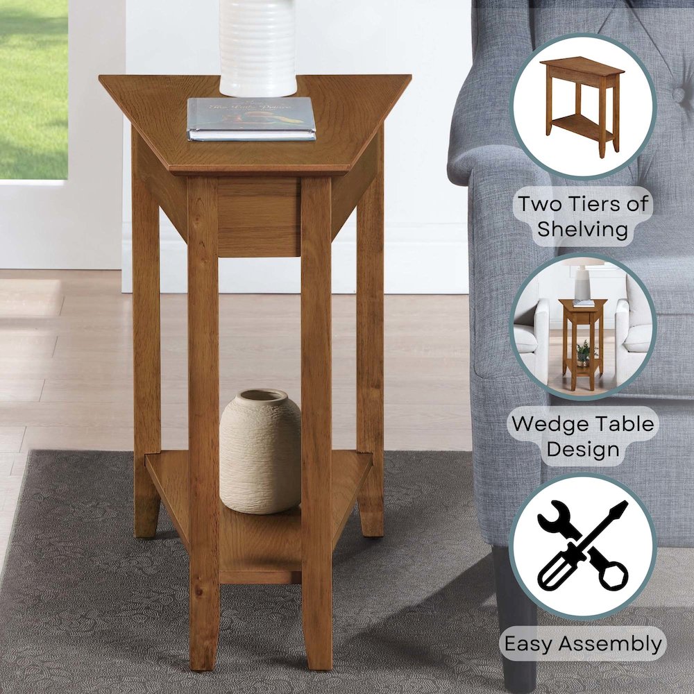 American Heritage Wedge End Table with Shelf. Picture 4