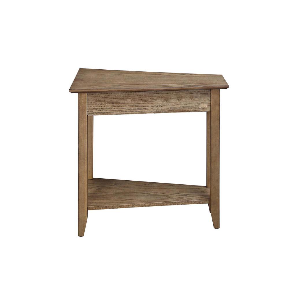 Brown Wedge End Table with Sturdy MDF Construction, Stylish and Practical Design. Picture 2