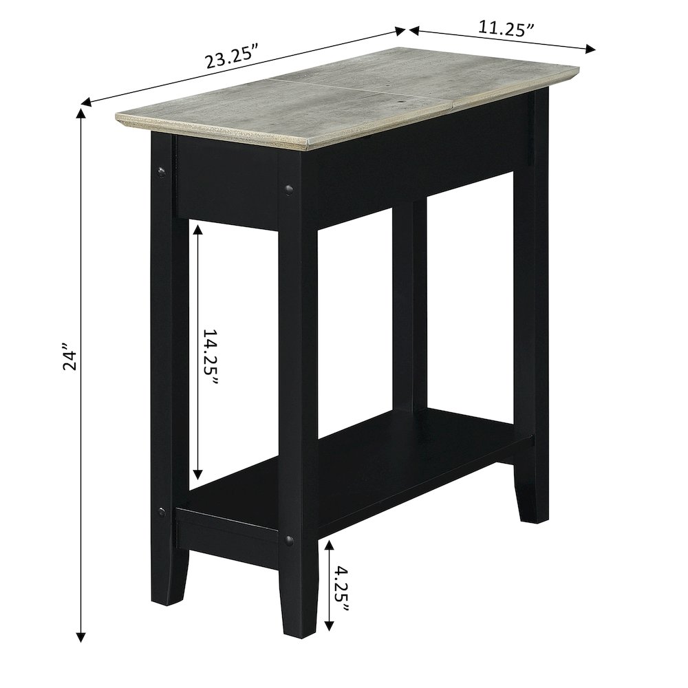 American Heritage Flip Top End Table With Charging Station, Faux Birch/Black. Picture 10