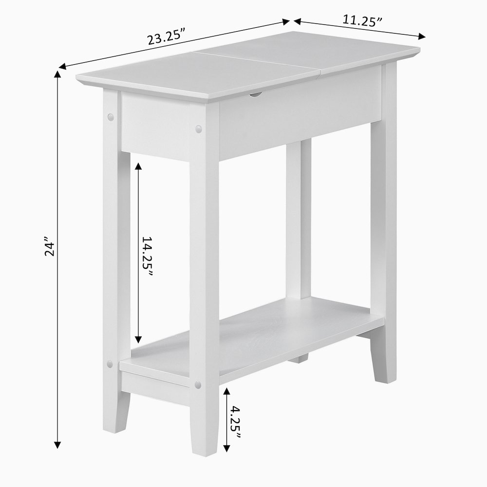 American Heritage Flip Top End Table With Charging Station, White. Picture 10