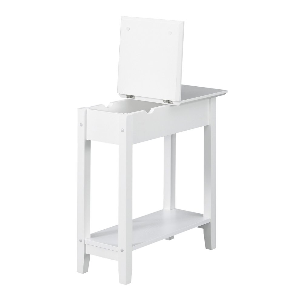 American Heritage Flip Top End Table With Charging Station, White. Picture 4