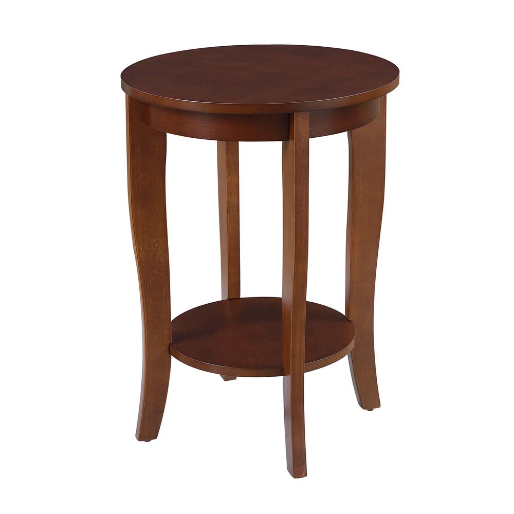 American Heritage Round End Table with Shelf Mahogany. Picture 1