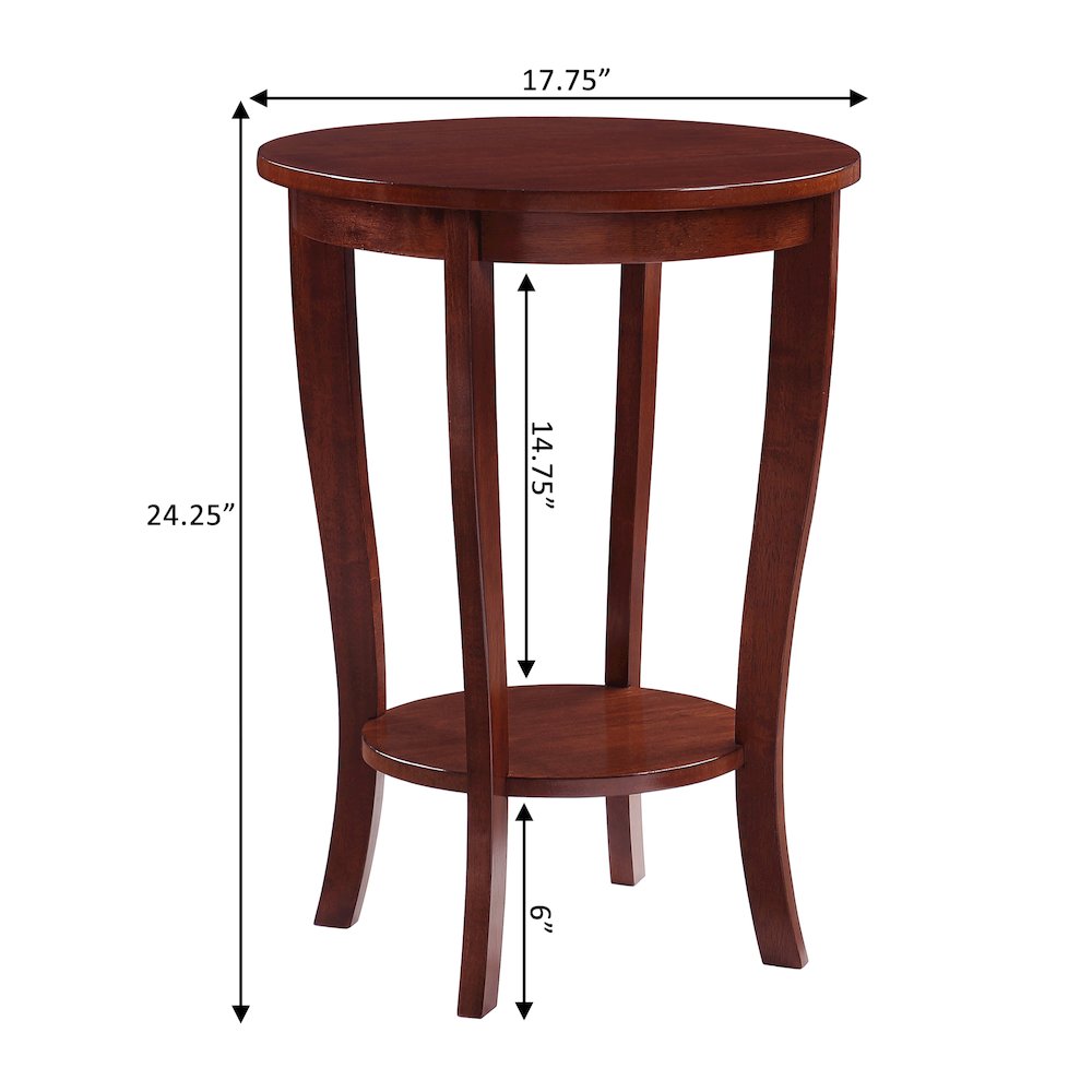 American Heritage Round End Table with Shelf Mahogany. Picture 4