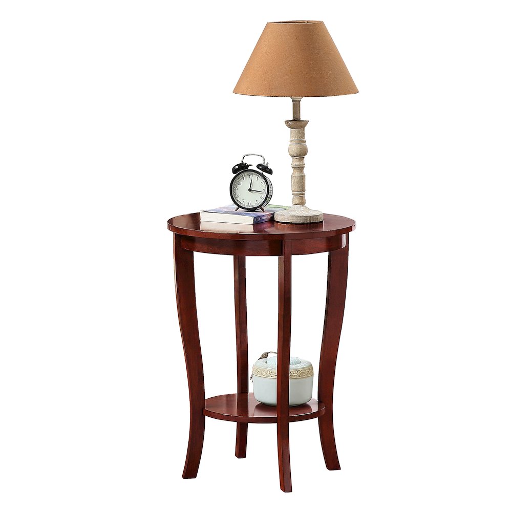 American Heritage Round End Table with Shelf Mahogany. Picture 3
