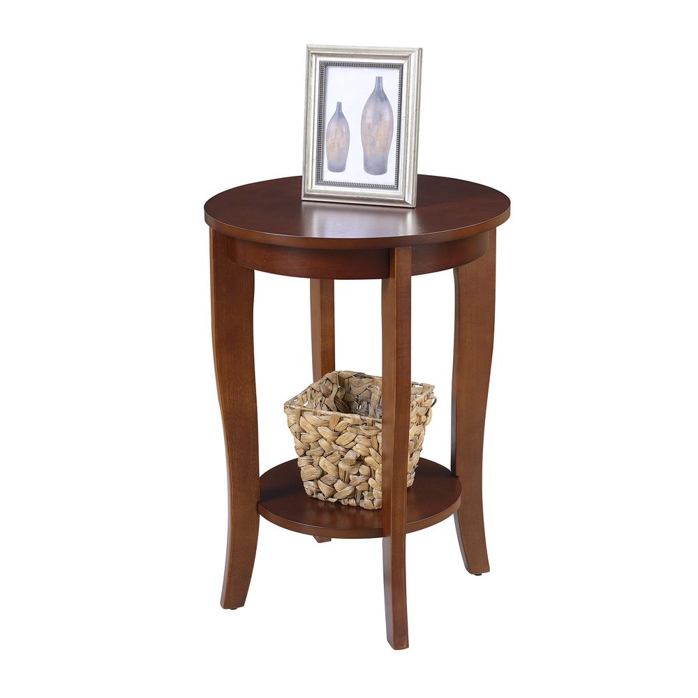 American Heritage Round End Table with Shelf Mahogany. Picture 3