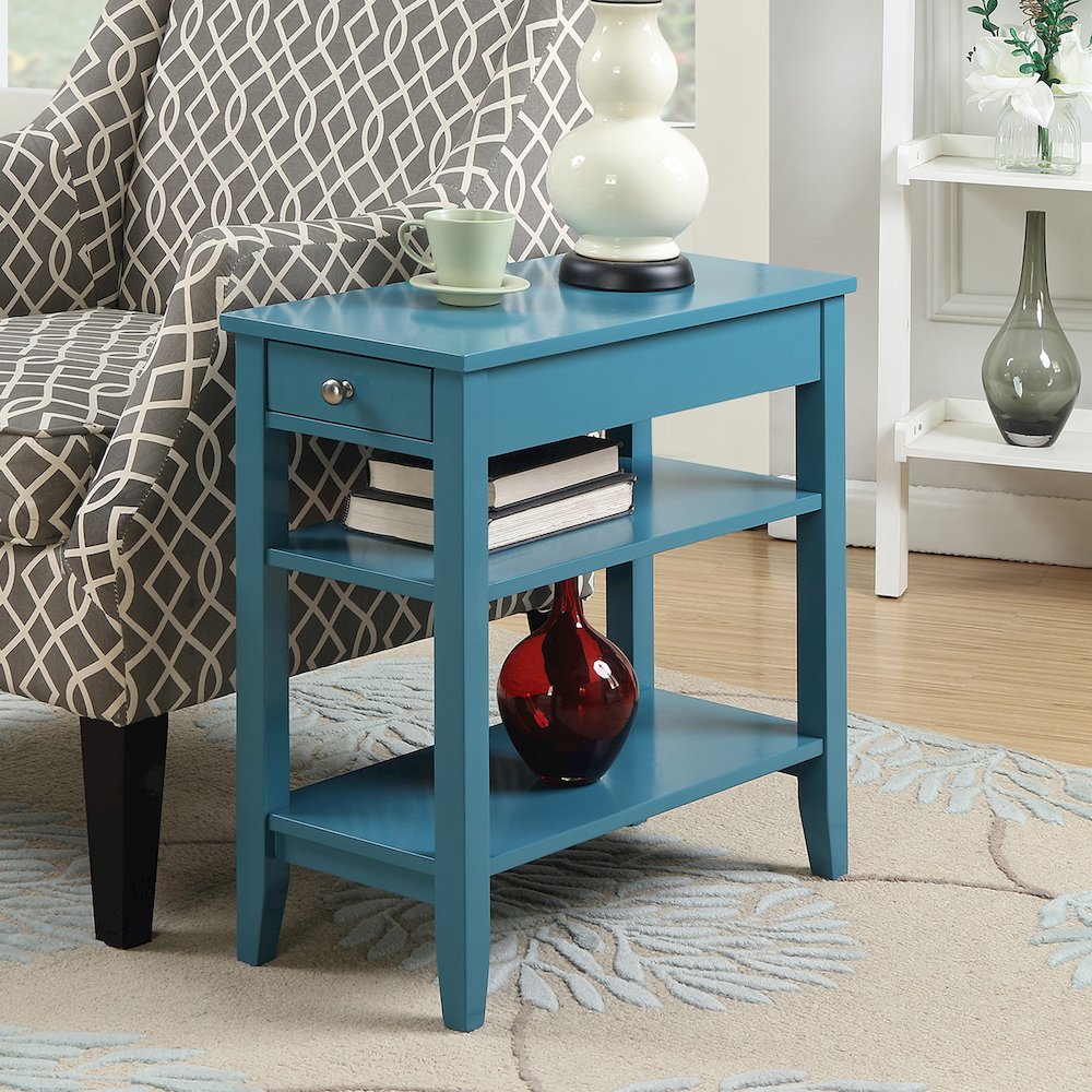 American Heritage 1 Drawer Chairside End Table with Shelves. Picture 2