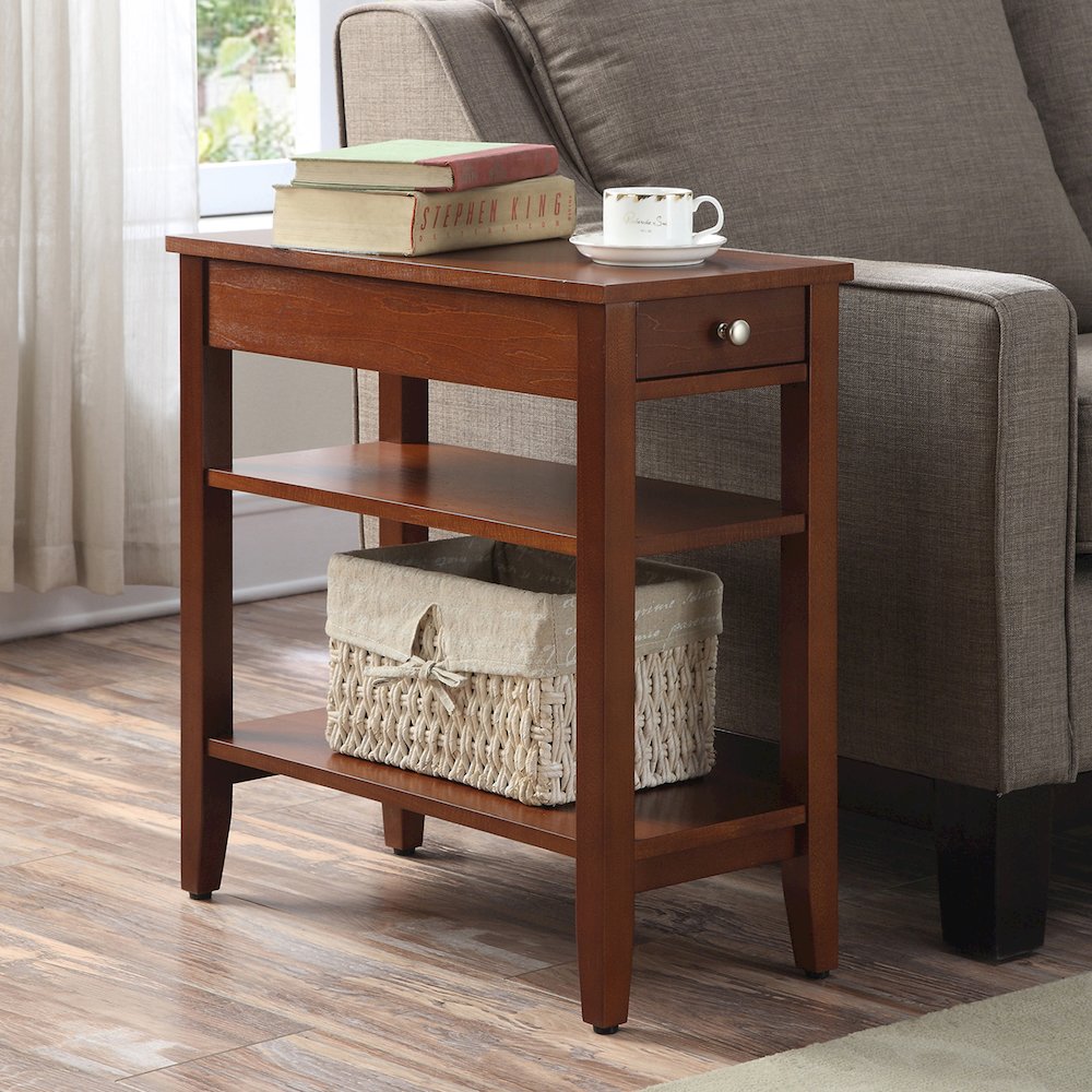 American Heritage 1 Drawer Chairside End Table with Shelves. Picture 2
