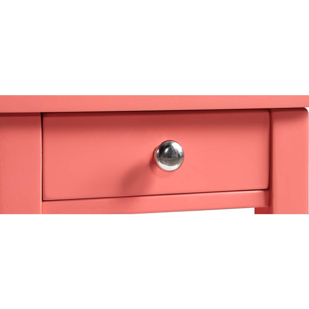 American Heritage 1 Drawer Chairside End Table with Shelves Coral. Picture 5