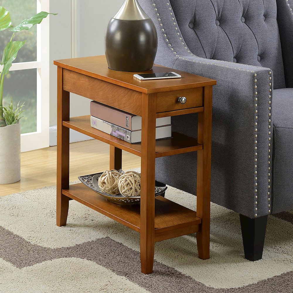 American Heritage 1 Drawer Chairside End Table with Shelves. Picture 2