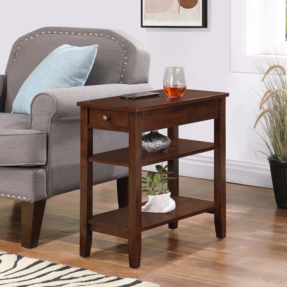 American Heritage 1 Drawer Chairside End Table with Shelves. Picture 2