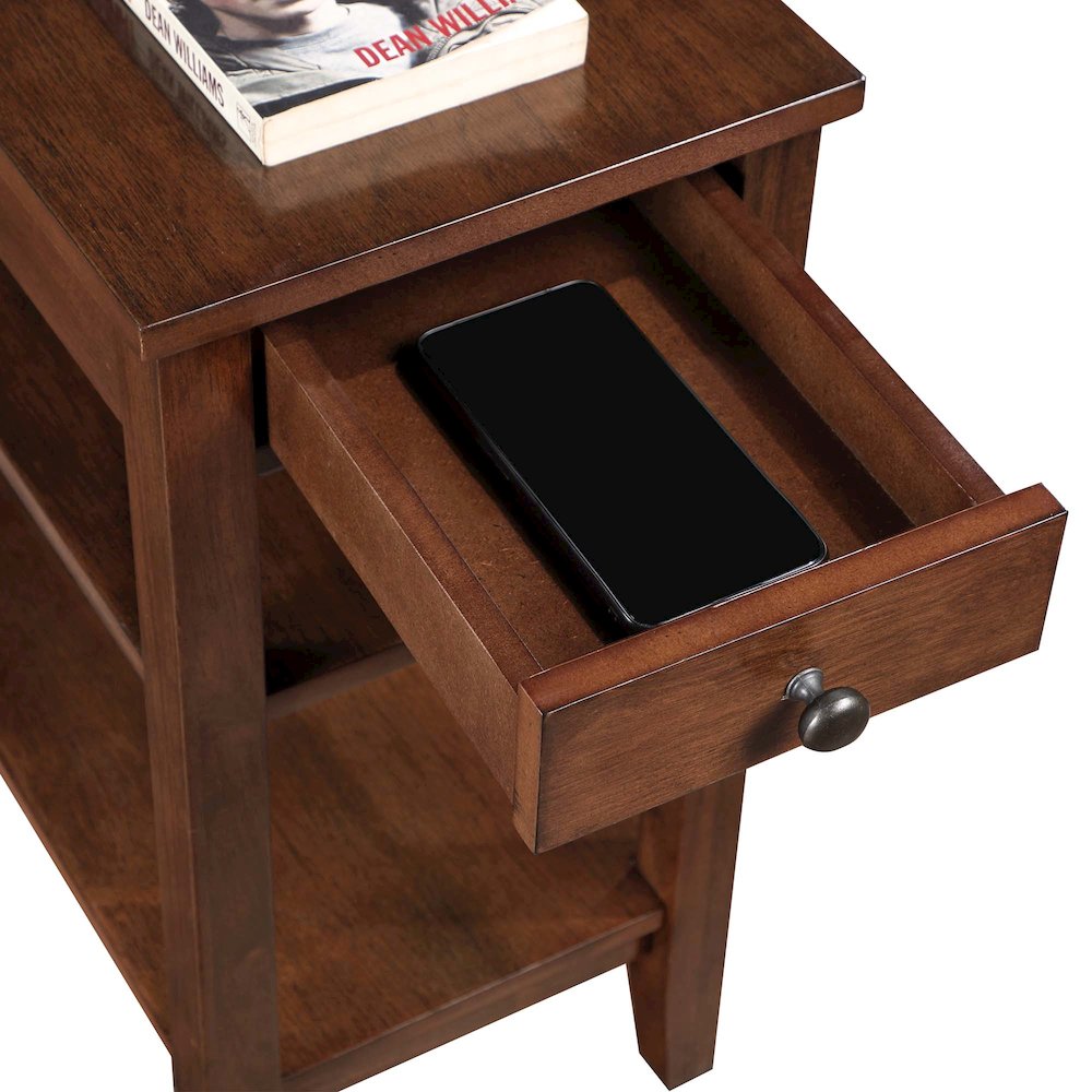 American Heritage 1 Drawer Chairside End Table with Shelves. Picture 4