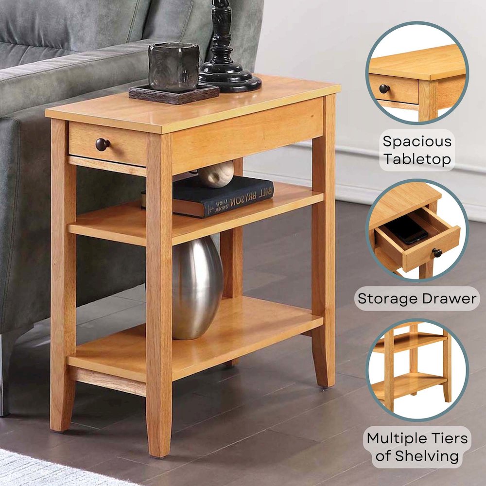 American Heritage 1 Drawer Chairside End Table with Shelves. Picture 4