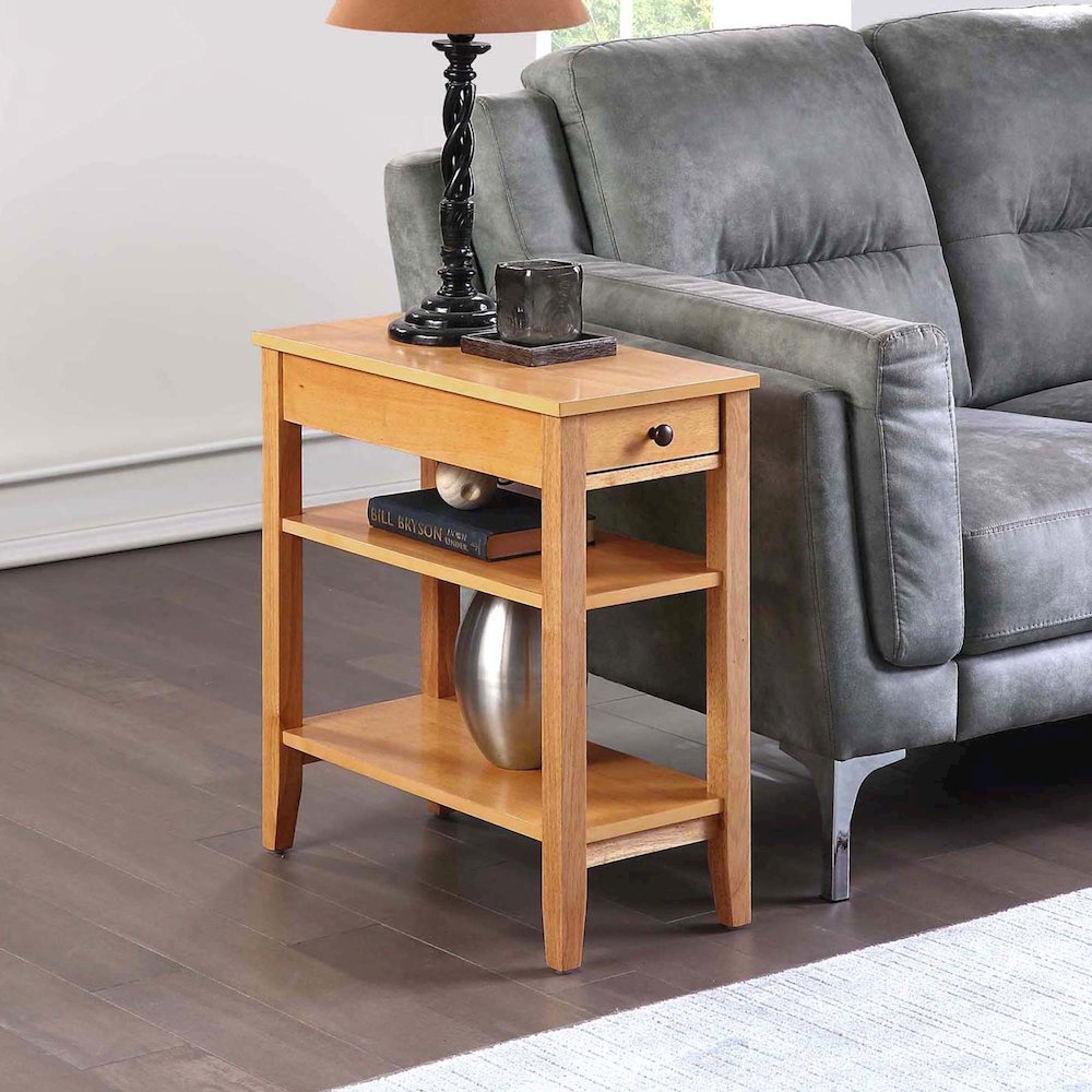 American Heritage 1 Drawer Chairside End Table with Shelves. Picture 3
