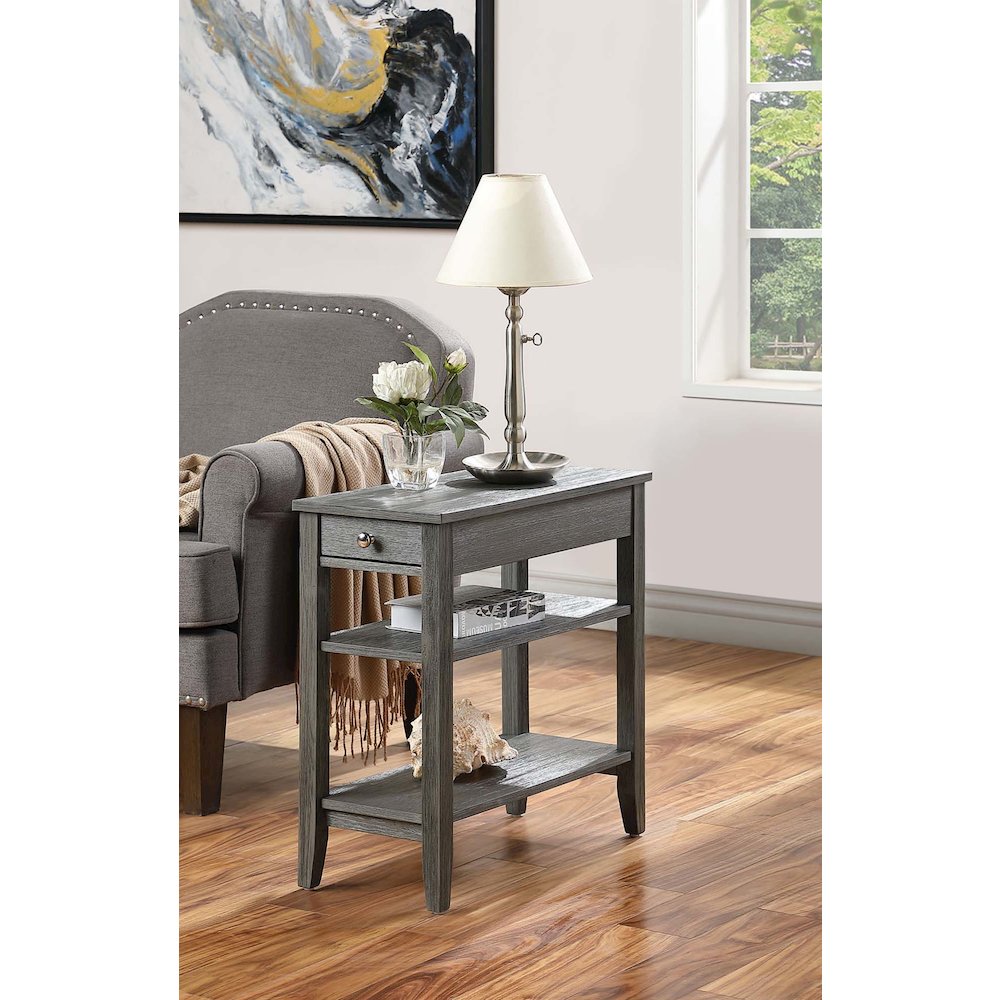 American Heritage 1 Drawer Chairside End Table with Shelves. Picture 2